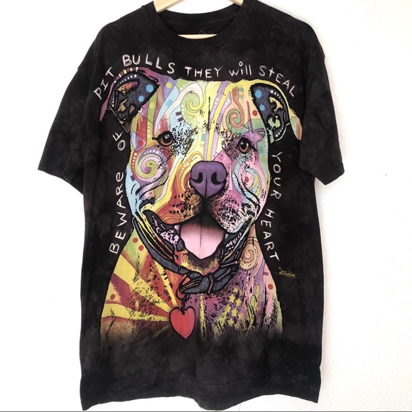 The Mountain Tie Dye Pit Bull Graphic Print Tee - Picture 1 of 5
